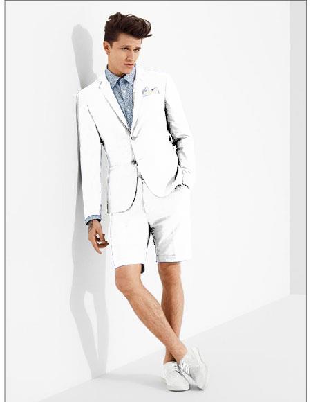 white shorts blazer suit