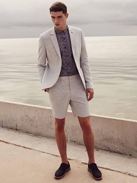 Men's Light Grey 2 Button Linen Fabric summer business suits