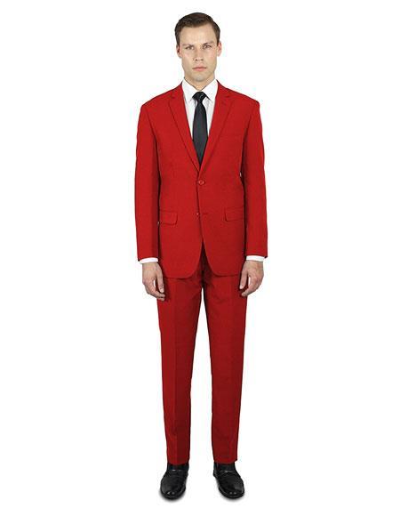 Red Classic Fit  2 ButtonProm Affordable Suit