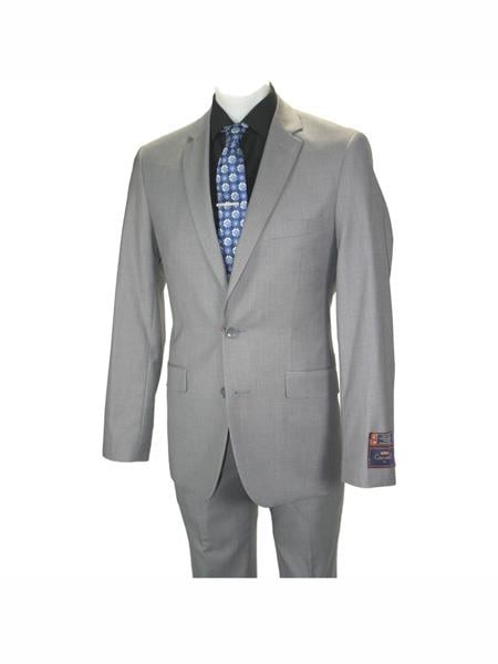 Single Breasted 2-Button Poly-Rayon Notch Lapel Gray Suit