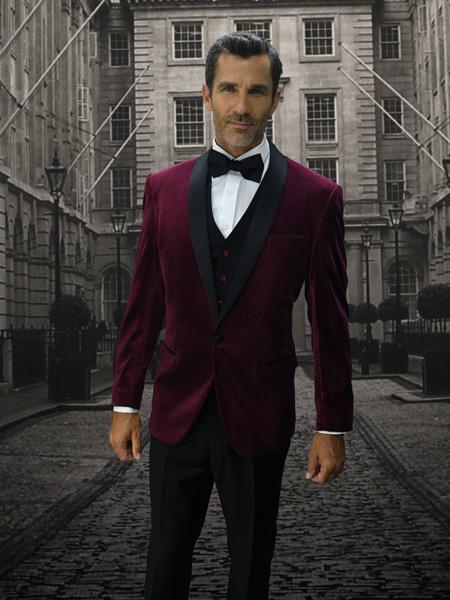 Velvet Suit Mens Velvet Burgundy Suit