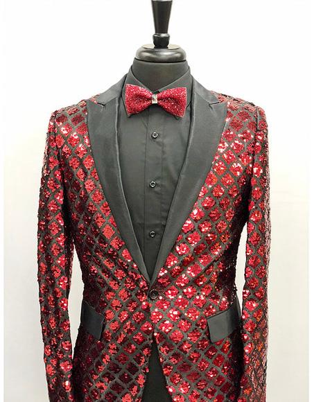 Men's Red ~ Black Cheap Priced Blazer Jacket For Men Slim Fit One ...