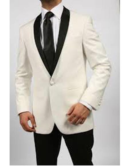 Men's One Button Shawl Lapel  Ivory ~ Cream Tuxedo