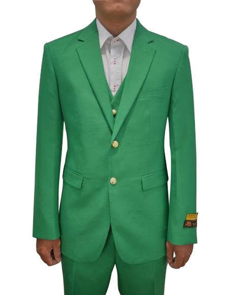 Men's Augusta Green Vested 3 Piece Suit 