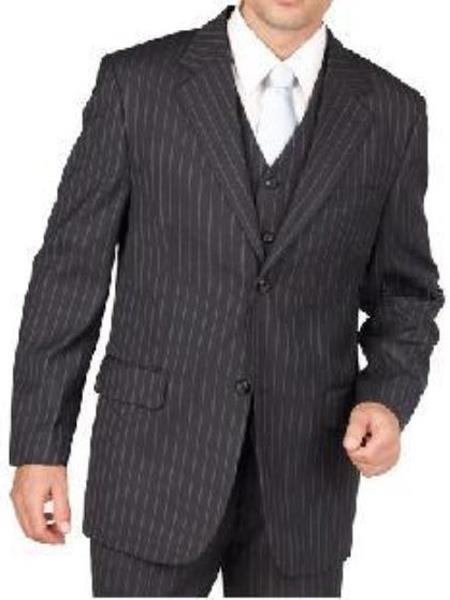 Mix and Match Suits Men's Charcoal Gray Pinstripe 2 Button Vested 3 Piece three piece Suit Separate Any Size Jacket & Pants