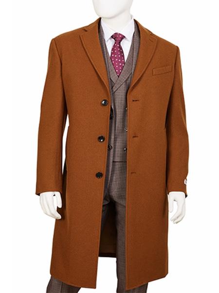 Men's Dress Coat Regular Fit Wool ~ Poly Blend Rust ~ Cogn