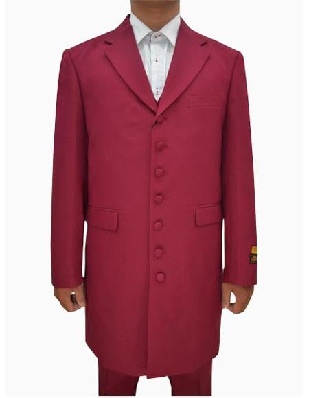 Men's Burgundy  Seven Button Zoot Suits