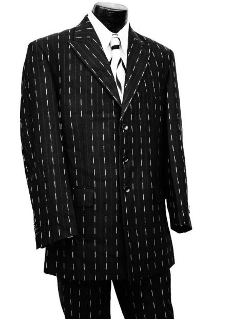 Dotted Pinstripes 2pc Zoot Suit Set - Silver Stripes