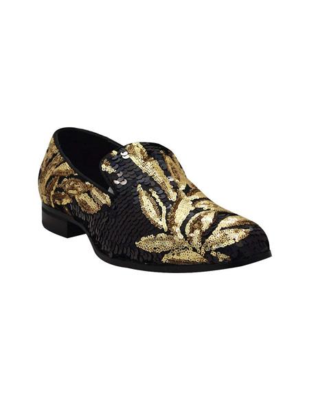 Men's Slip On Black ~ Gold Shoe