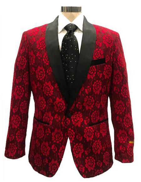 Men's One Button Red ~ Black Cheap Priced
