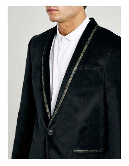 Men's  One Button Shawl Lapel Black Tuxedo