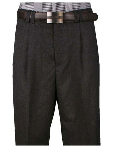 Men's Light Weight Wide Leg Single Pleat Charcoal Pant unhem