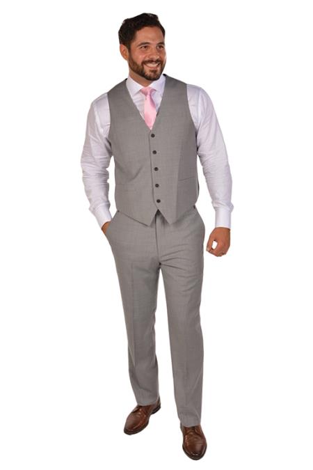Mens Light Grey 3 Piece Suit Up To 6XLJacket PantsVest   TrendSettingFashions