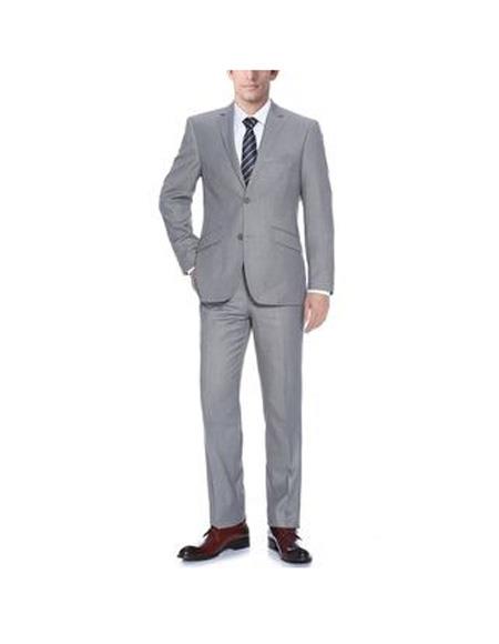Renoir Suits - Renoir Fashion Verno Bellomi Men's Light Grey  Slim Fit 2-Piece Suit