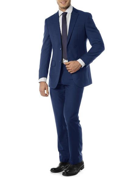 Men's  Notch Label Slim Fit Suit Blue