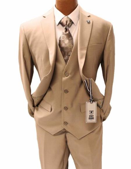 Men's Tan Suit Two Button