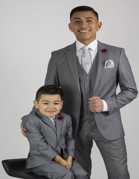 Dad And Son Two Button Gray Matching  Perfect for toddler Suit wedding  attire outfits Suits