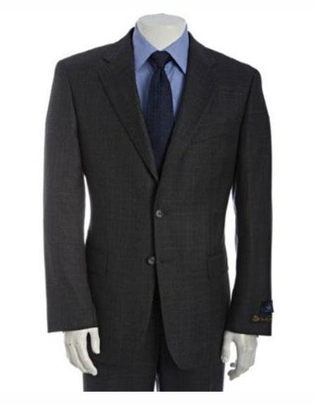 Men's Charcoal Side Vents Pleated Pant Classic Relax Fit Suit