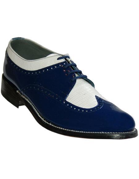 mens blue and white spectator shoes