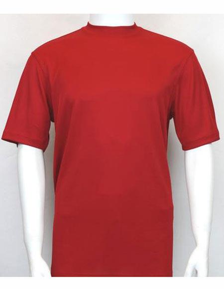 Mock Neck Shirts For Men Red