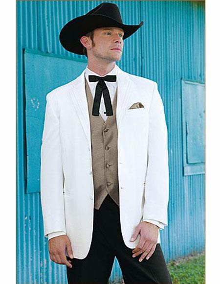 Men's White Wedding Cowboy Suit