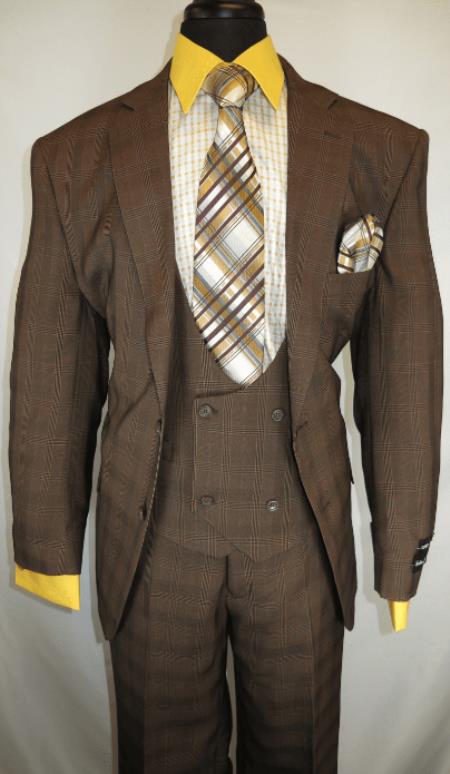 Men's Checkered Suit  Brown ~ Plaid Design Suit Jacket