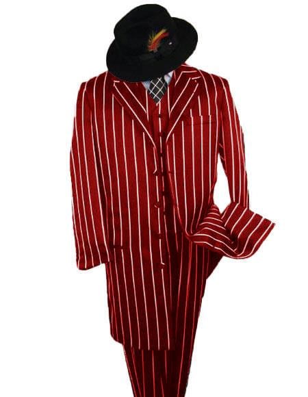 Mens Red And White Stripe Zoot Suit