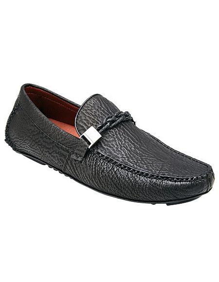 Authentic Genuine Skin Italian Zante, Genuine Shark, Men's Drivers Shoes, Style: 24V - Black