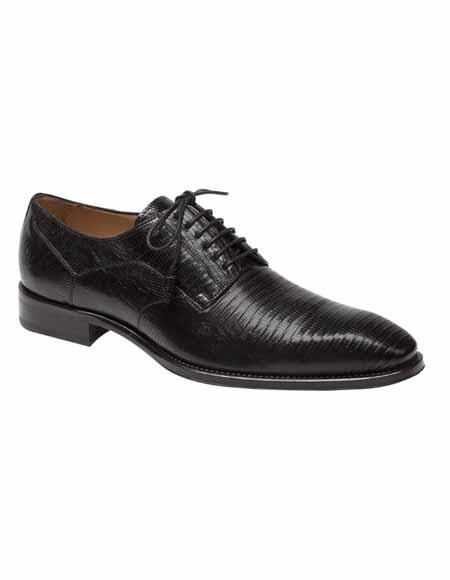 Genuine Lizard Stunning Classic Exotic Lace Up Black Shoes