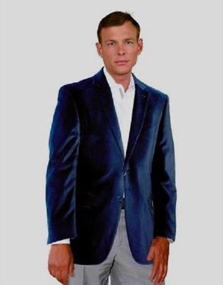 velour Men's blazer Jacket Sport Jacket For Men Navy 