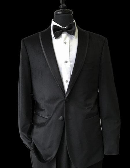 Men's 2 Buttons Black Trimmed Lapel Velvet Tuxedo Jacket