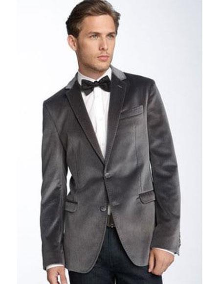 Mens gray hot sale velvet blazer