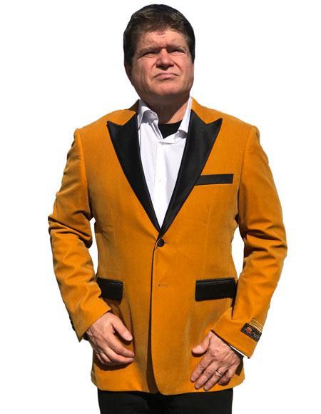 Alberto Nardoni Brand Gold Velvet Tuxedo velour Men's blazer Jacket Available Big Sizes