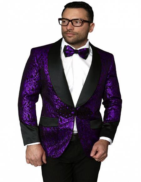 Purple and Black Tux Blazer Floral Shiny Flashy