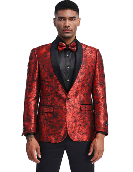 Red And Black Prom ~ Wedding Tuxedo Slim Fit Suit (Pants Vest Included ...