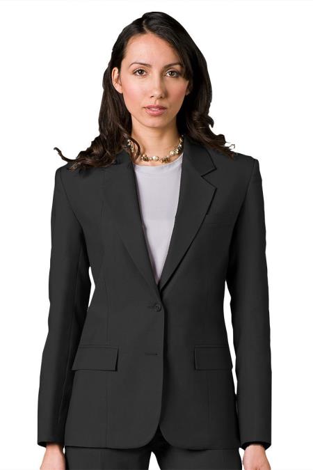 Two Button Solid Pattern Women Blazer In Charcoal