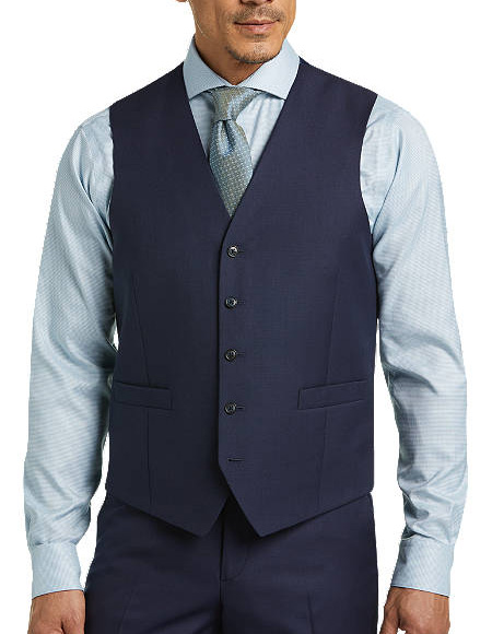 Five Button Besom pocket Men's Blue Modern Fit Suits Separat