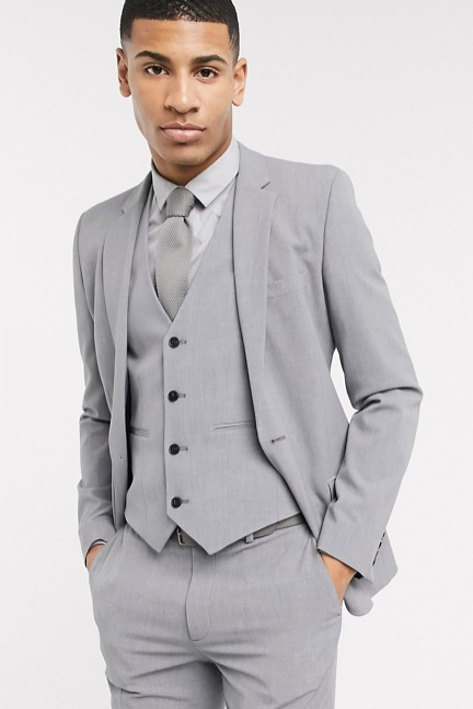 Super Ultra Skinny Tapered European Suit 2 Buttons Style 3 Pieces Vested Suit Wool Suits Shorter Sl