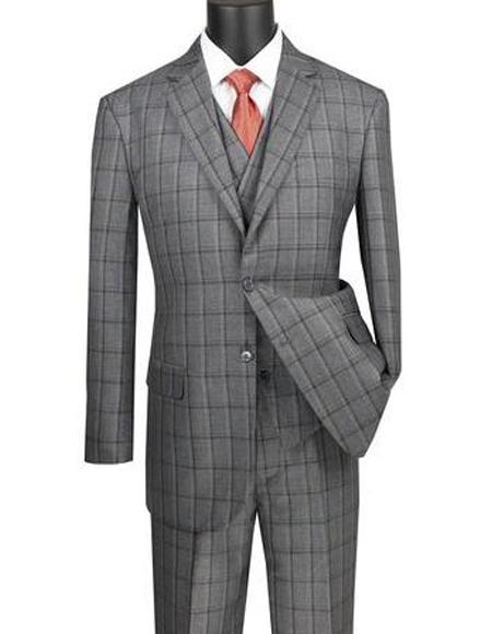 Big And Tall Plaid Color Men's Plus Size Men's Suits For Big Guys