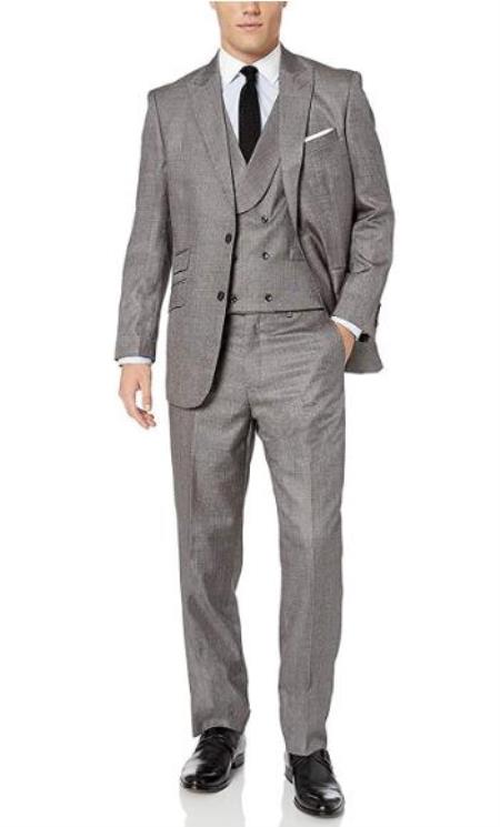 Suits With Double Breasted Vest Peak Lapel Modern Fit 3-Piece (Jacket ...