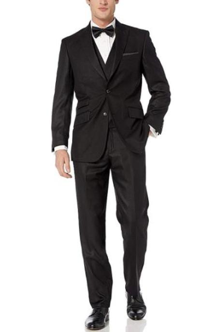 Black Fully Lined Two Flap Front Pockets Suits