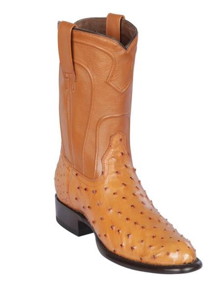 Los Altos Boots Men's Ostrich Roper Western Boots Honey