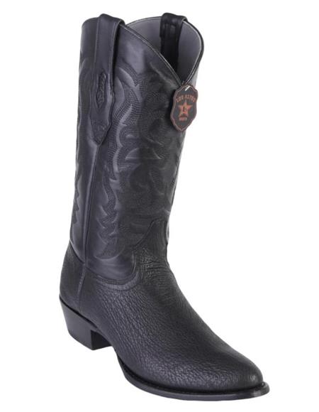 Los Altos Boots Shark R-Toe Black Cowboy Boots