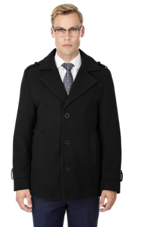 Mens Short Length Coat Wool Fabric - Short