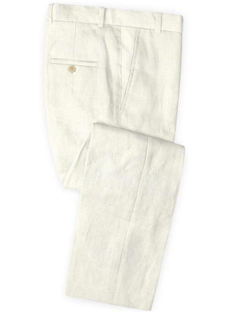 Men's Linen Fabric Pants Flat Front Safari Natural