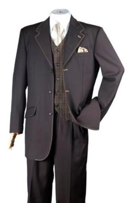 Men's  Brown Beige 1970s Style Fashion Suit