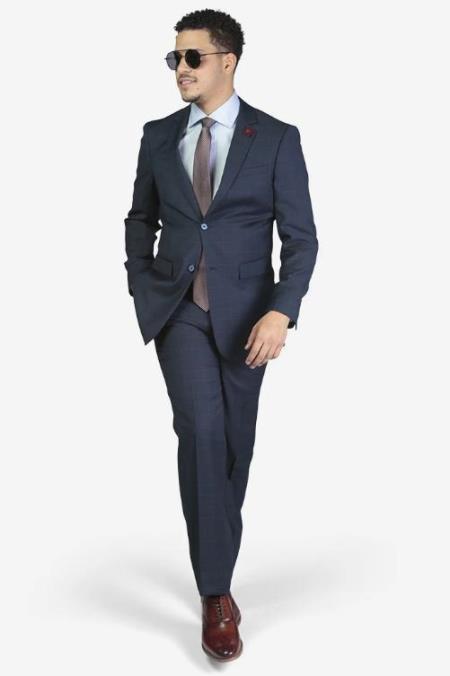Men's Slim Fit Suit - Fitted Suit - Skinny Suit Men's Blue W