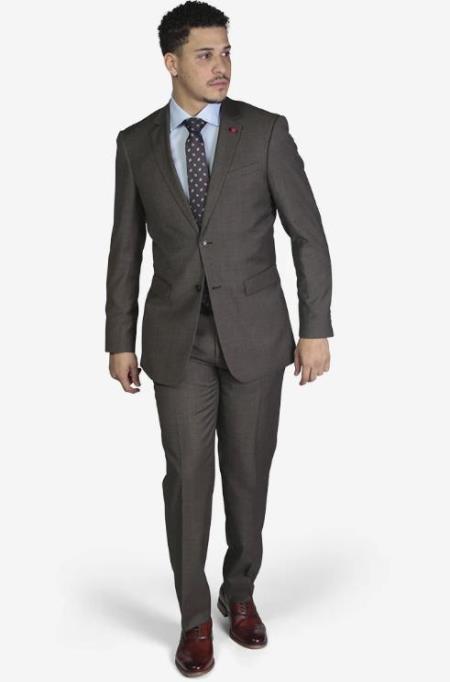 Men's Brown 2-button Slim Fit Suit