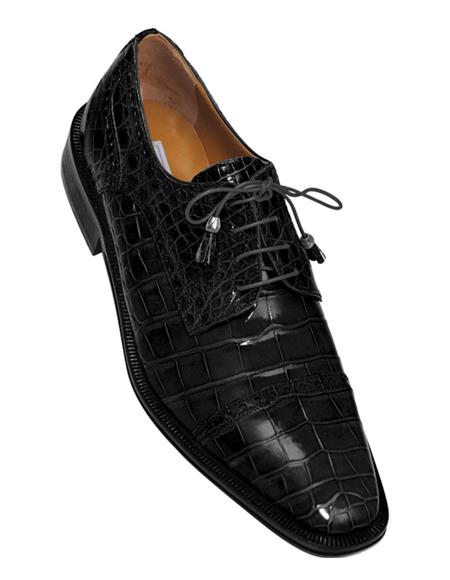 Men's Ferrini Brand Shoe Men's Black Color Exotic Style Gator Shoes