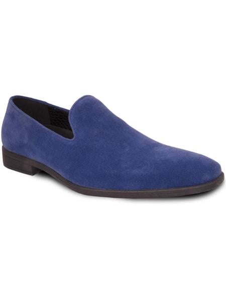 Men's Blue Suede Tuxedo Shoes